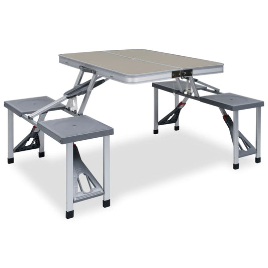 Mesa De Camping Plegable Con 4 Asientos Acero Aluminio