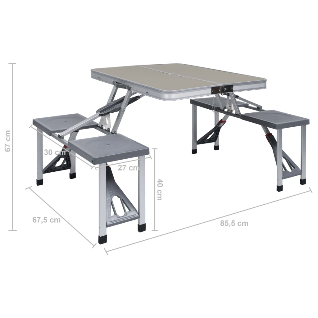 Mesa De Camping Plegable Con 4 Asientos Acero Aluminio