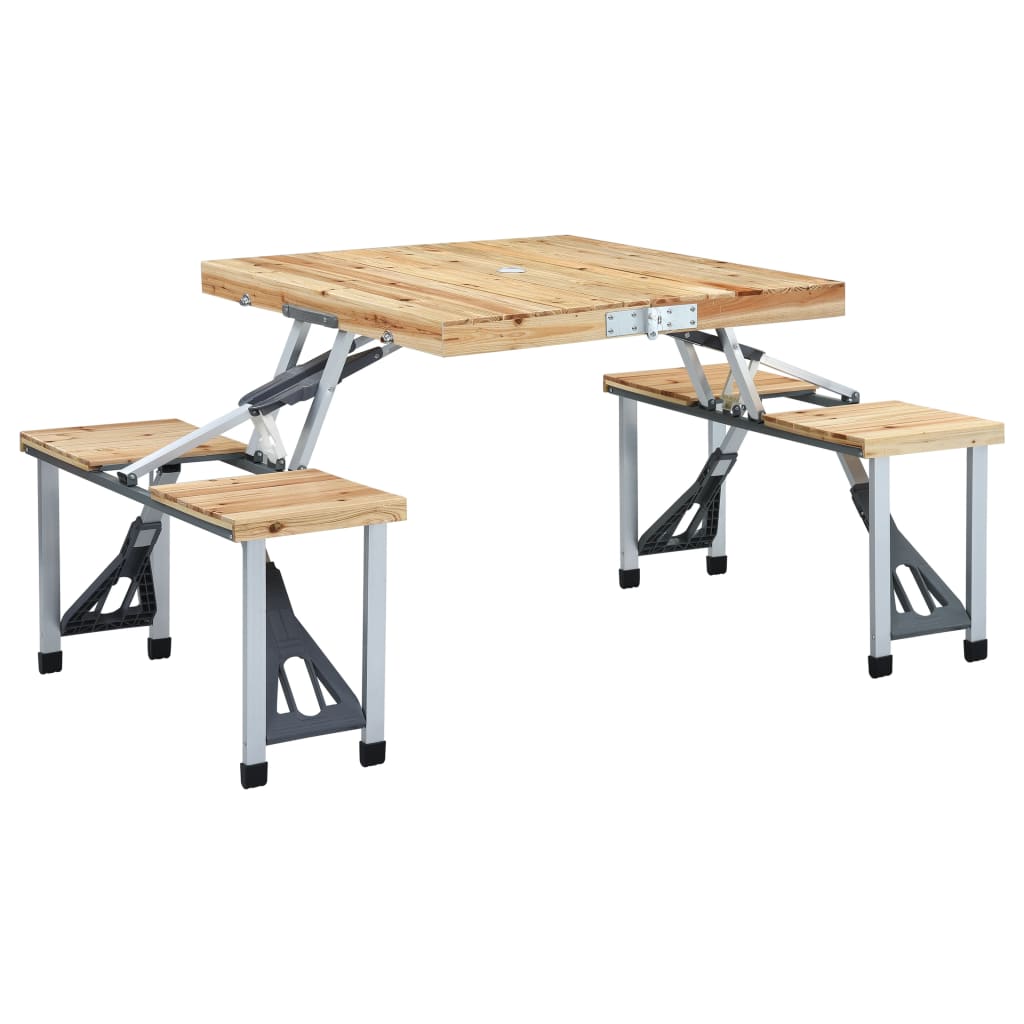 Mesa De Camping Plegable Con 4 Asientos Acero Aluminio