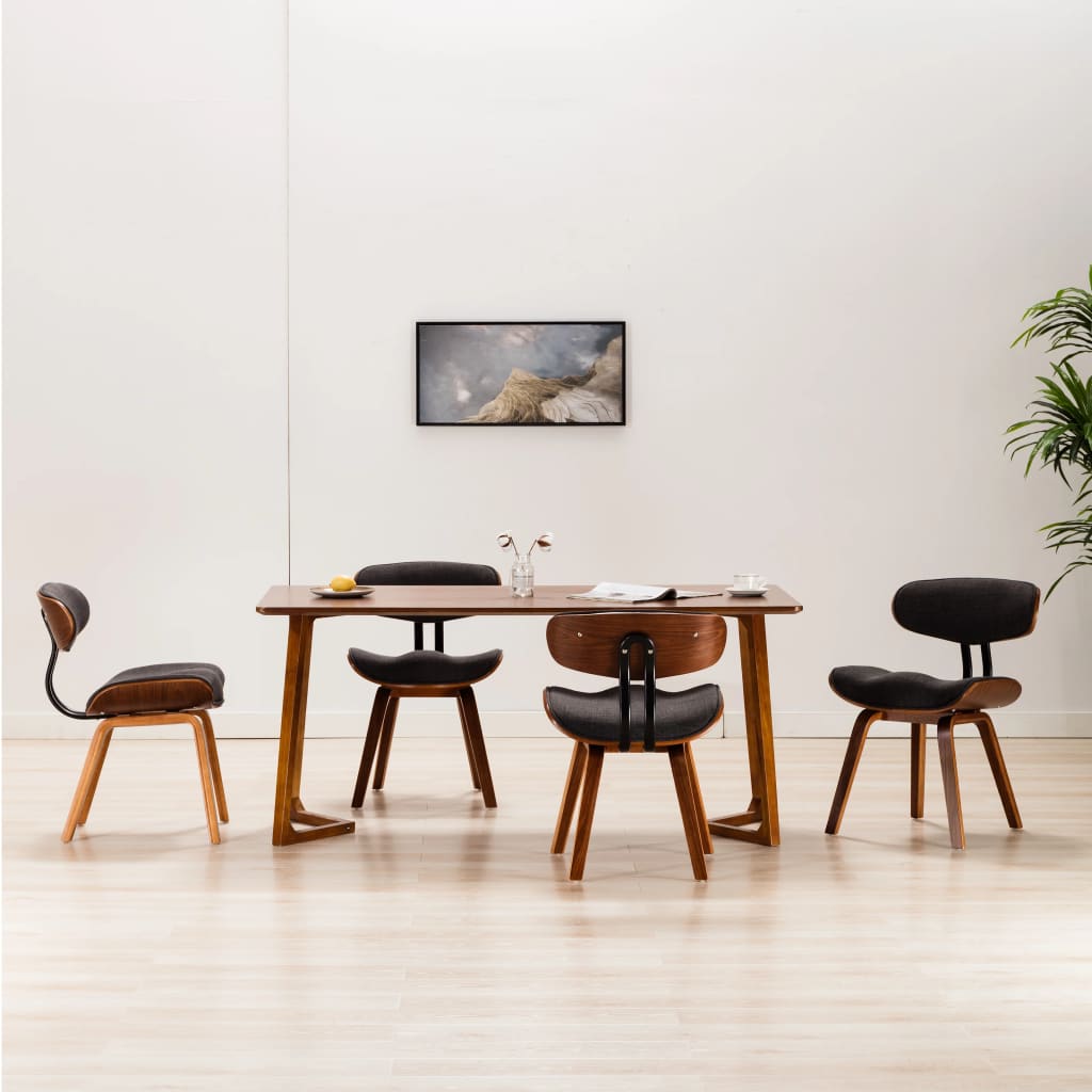 Sillas De Comedor 4 Uds Madera Curvada Y Cuero Sintético Crema
