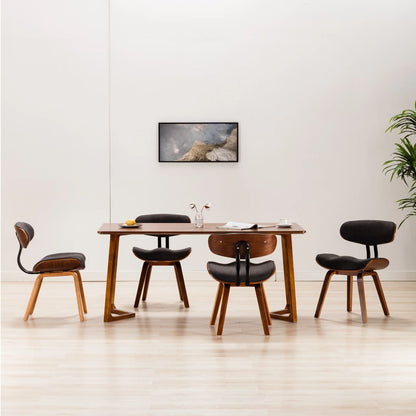 Sillas De Comedor 4 Uds Madera Curvada Y Cuero Sintético Crema