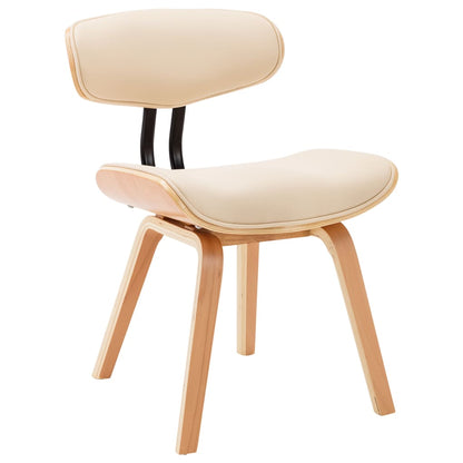 Sillas De Comedor 4 Uds Madera Curvada Y Cuero Sintético Crema