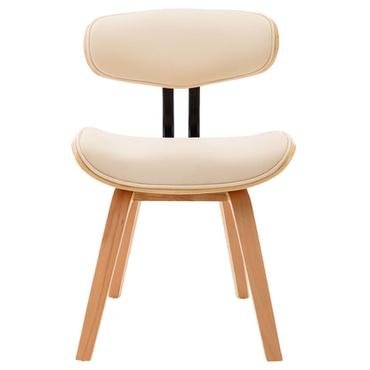 Sillas De Comedor 4 Uds Madera Curvada Y Cuero Sintético Crema