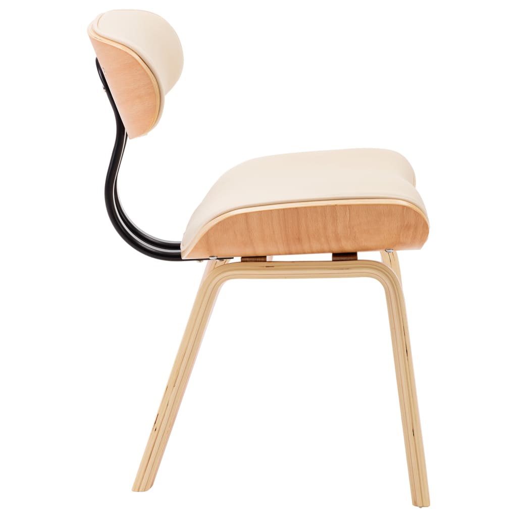 Sillas De Comedor 4 Uds Madera Curvada Y Cuero Sintético Crema