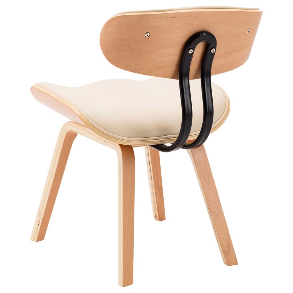 Sillas De Comedor 4 Uds Madera Curvada Y Cuero Sintético Crema