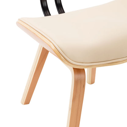 Sillas De Comedor 4 Uds Madera Curvada Y Cuero Sintético Crema