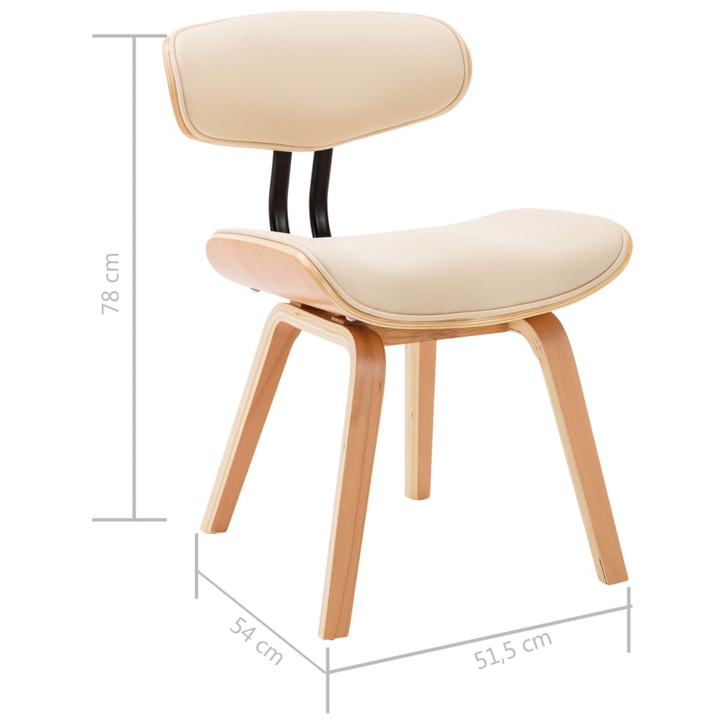 Sillas De Comedor 4 Uds Madera Curvada Y Cuero Sintético Crema