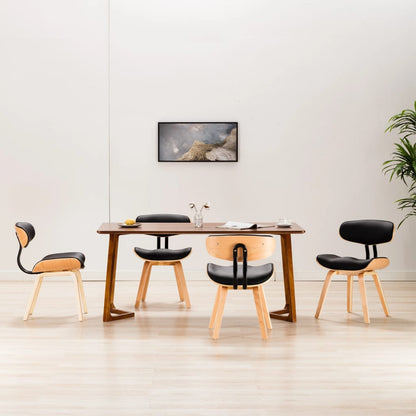 Sillas De Comedor 4 Uds Madera Curvada Y Cuero Sintético Crema