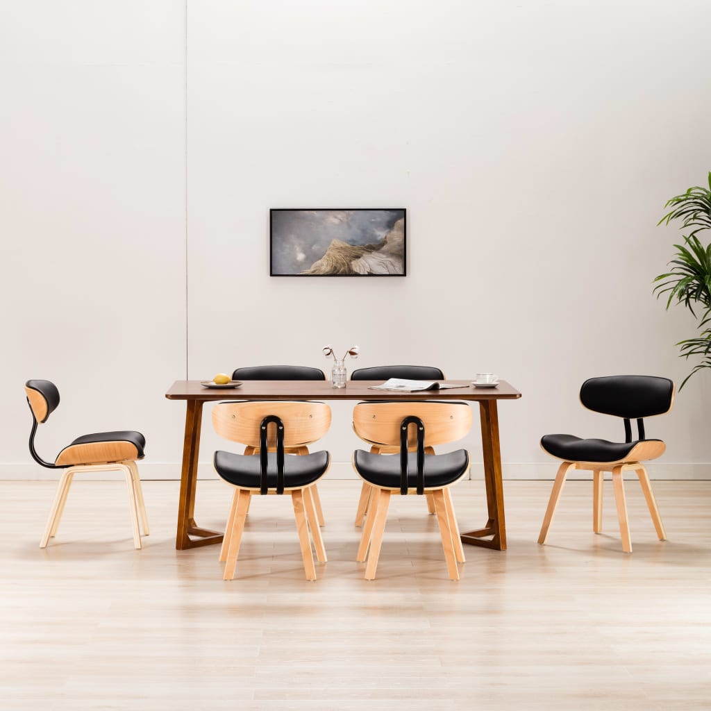 Sillas De Comedor 4 Uds Madera Curvada Y Cuero Sintético Crema