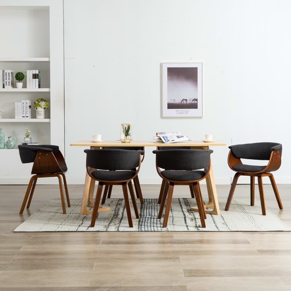 Sillas De Comedor 6 Uds Madera Curvada Y Cuero Sintético Crema