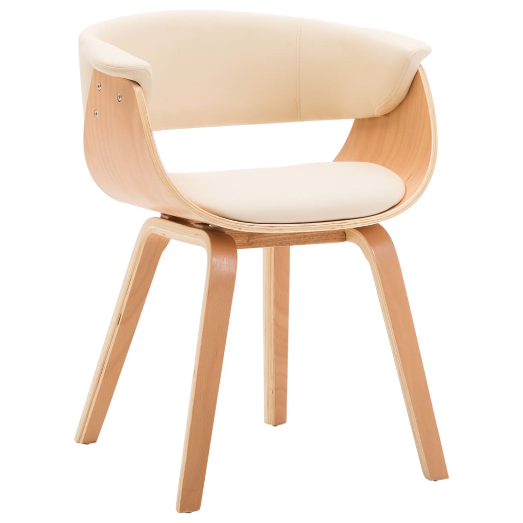Sillas De Comedor 6 Uds Madera Curvada Y Cuero Sintético Crema