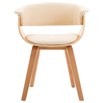 Sillas De Comedor 6 Uds Madera Curvada Y Cuero Sintético Crema