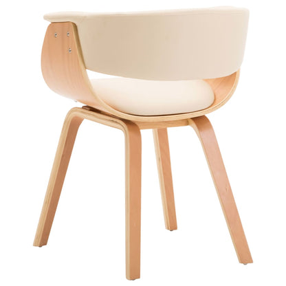 Sillas De Comedor 6 Uds Madera Curvada Y Cuero Sintético Crema