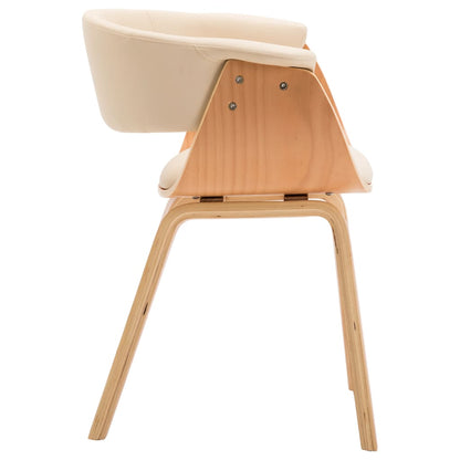Sillas De Comedor 6 Uds Madera Curvada Y Cuero Sintético Crema