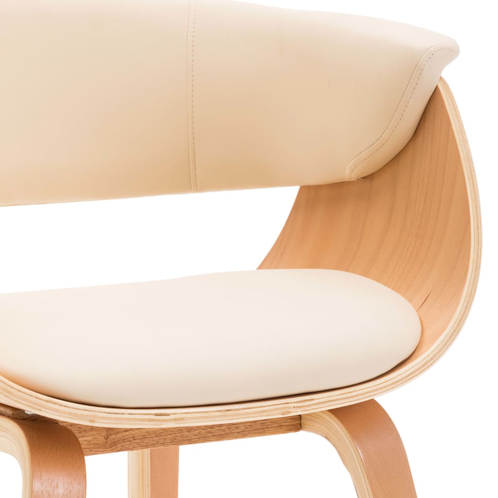 Sillas De Comedor 6 Uds Madera Curvada Y Cuero Sintético Crema