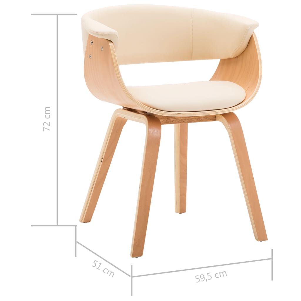Sillas De Comedor 6 Uds Madera Curvada Y Cuero Sintético Crema