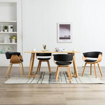 Sillas De Comedor 6 Uds Madera Curvada Y Cuero Sintético Crema