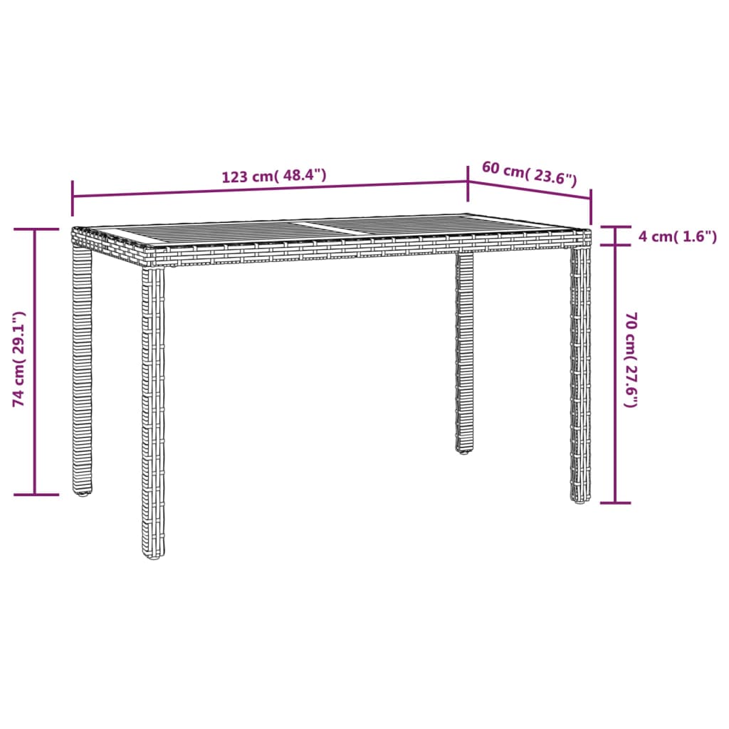 Mesa De Jardín Madera Maciza Acacia
