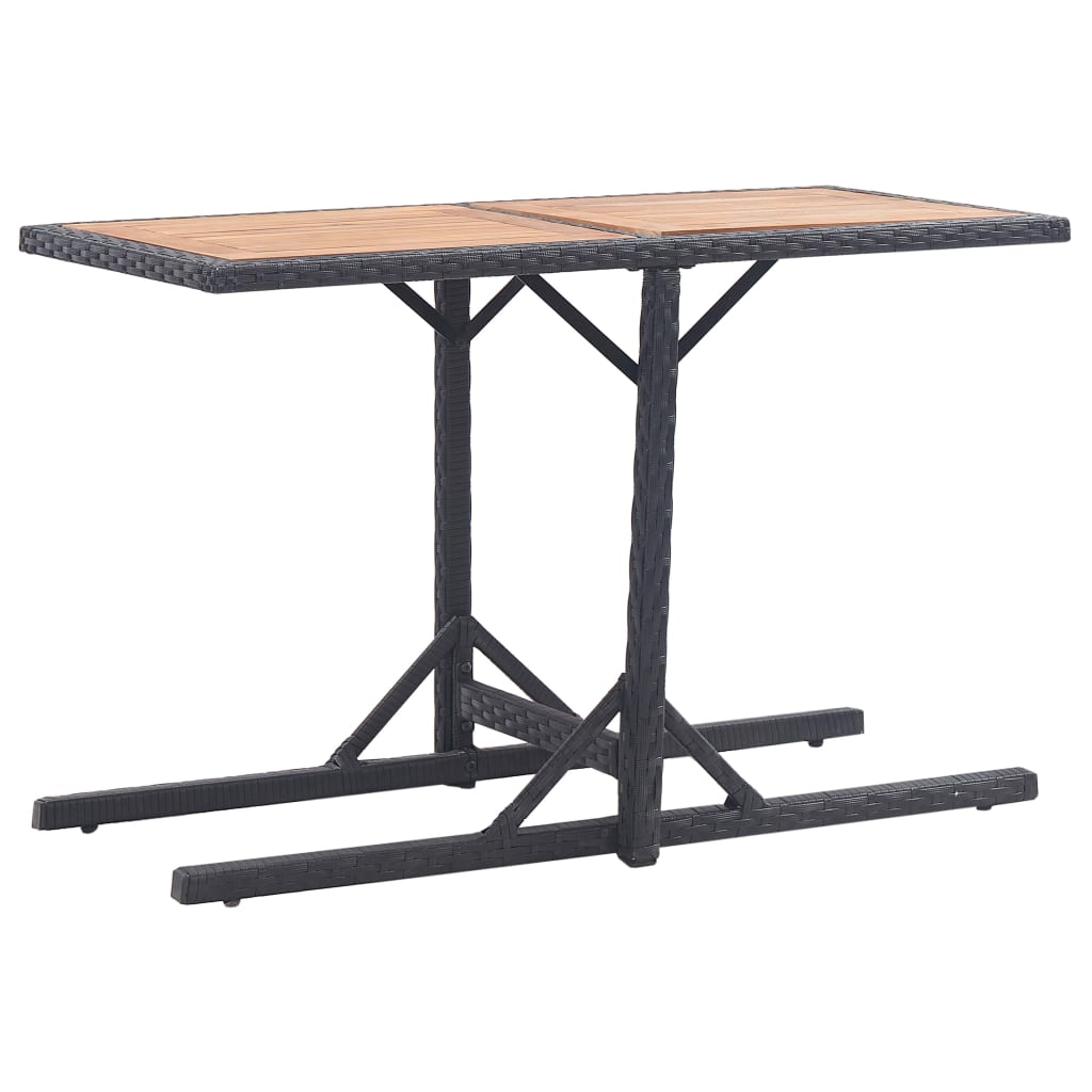 Mesa De Jardín Madera Maciza De Acacia Y Ratán Sintético Beige