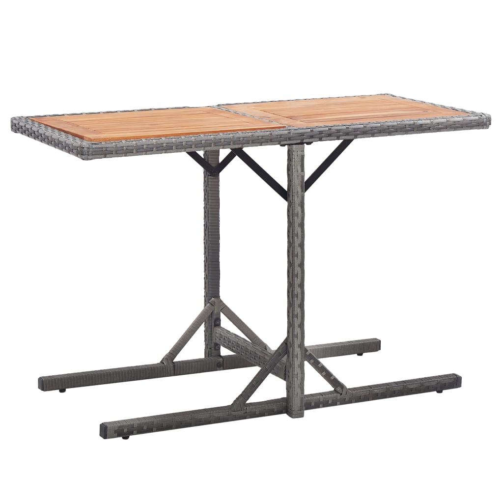 Mesa De Jardín Madera Maciza De Acacia Y Ratán Sintético Beige