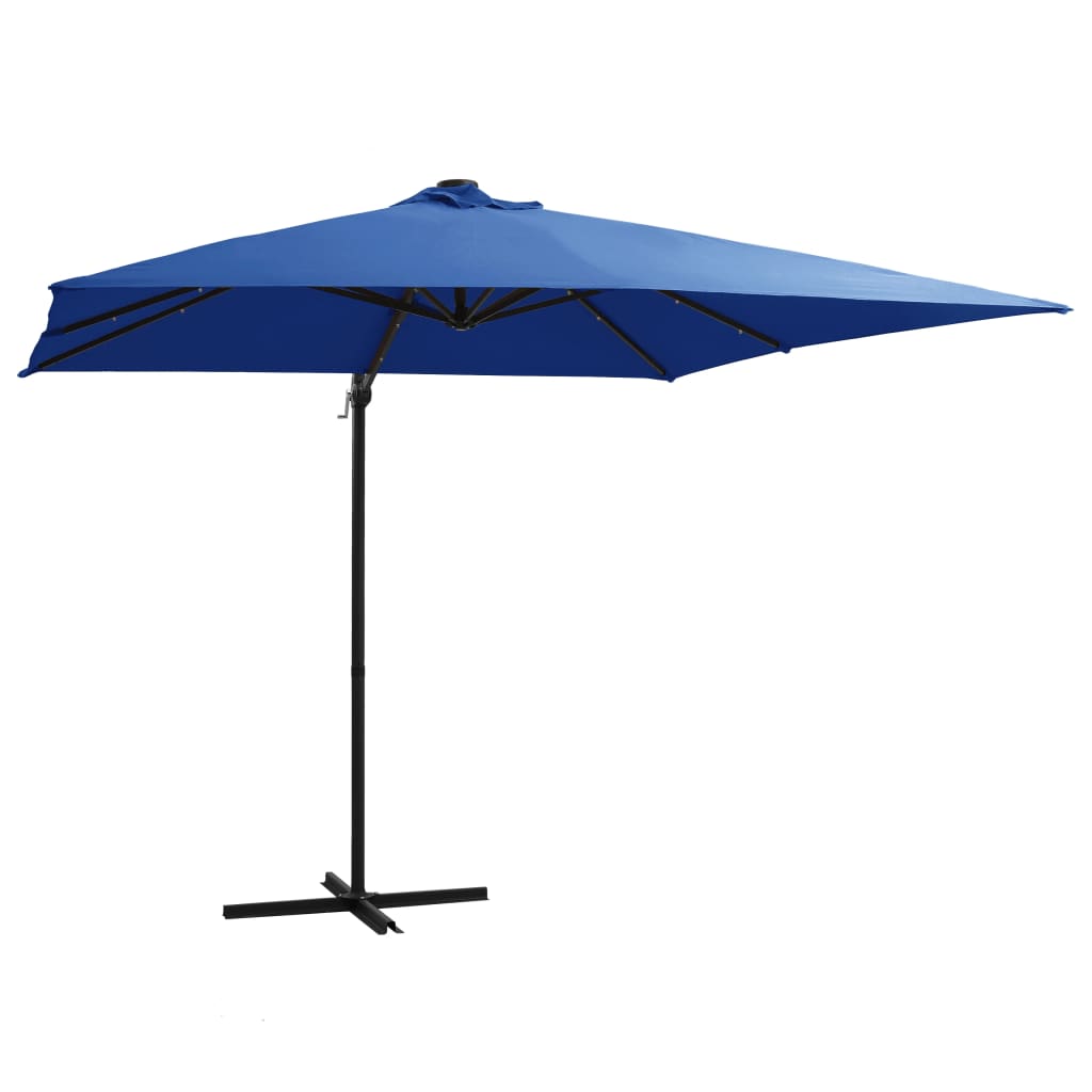 Sombrilla Voladiza Jardín Led Palo Acero Azul Azure