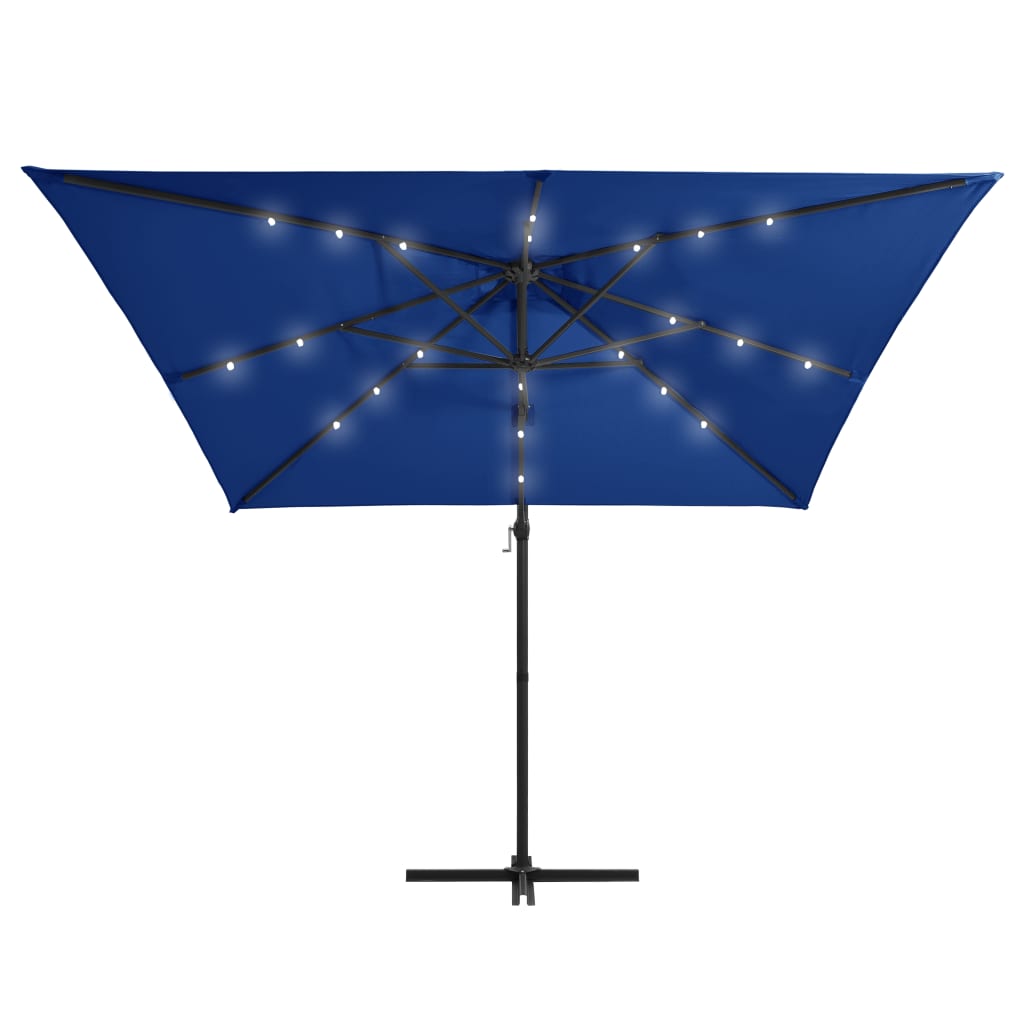 Sombrilla Voladiza Jardín Led Palo Acero Azul Azure