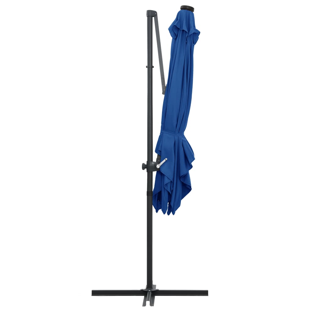 Sombrilla Voladiza Jardín Led Palo Acero Azul Azure