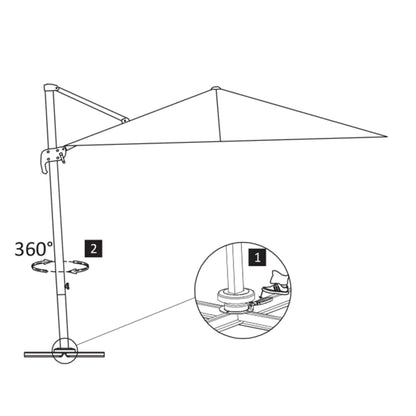 Sombrilla Voladiza De Jardín Con Poste De Aluminio 3X3 M