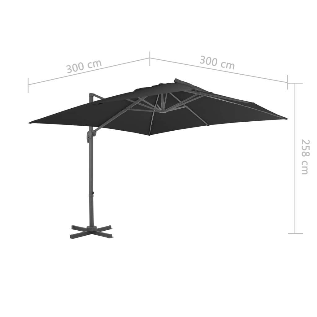 Sombrilla Voladiza De Jardín Con Poste De Aluminio 3X3 M
