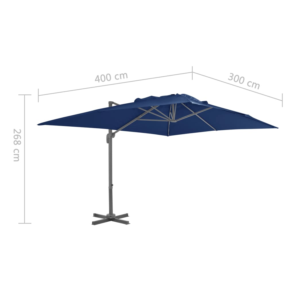 Sombrilla Voladiza De Jardín Poste De Aluminio Azul Azure 4X3 M