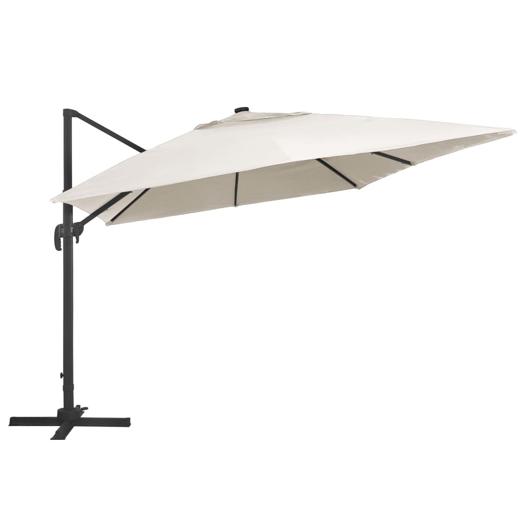 Sombrilla Voladiza Luces Led Y Poste Aluminio 4X3 M