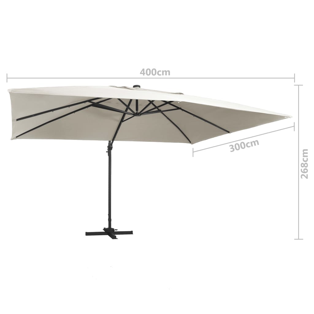 Sombrilla Voladiza Luces Led Y Poste Aluminio 4X3 M