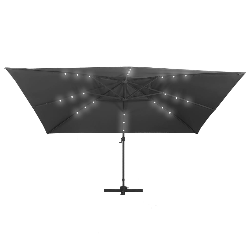 Sombrilla Voladiza Luces Led Poste Aluminio 4X3 M