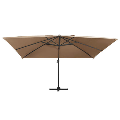 Sombrilla Voladiza Jardín Luces Led Poste Aluminio Taupe 4X3 M