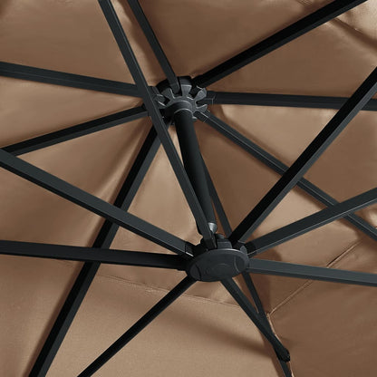 Sombrilla Voladiza Jardín Luces Led Poste Aluminio Taupe 4X3 M