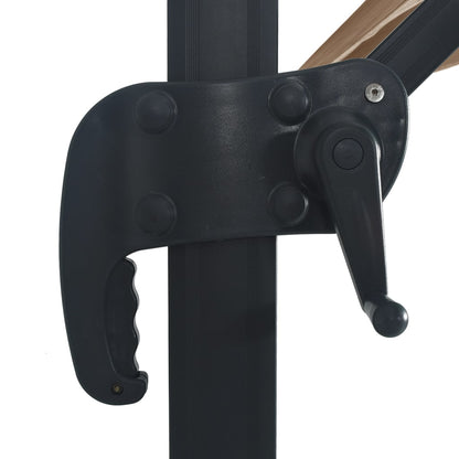 Sombrilla Voladiza Jardín Luces Led Poste Aluminio Taupe 4X3 M