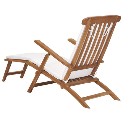 Tumbona Con Cojín Madera Maciza De Teca