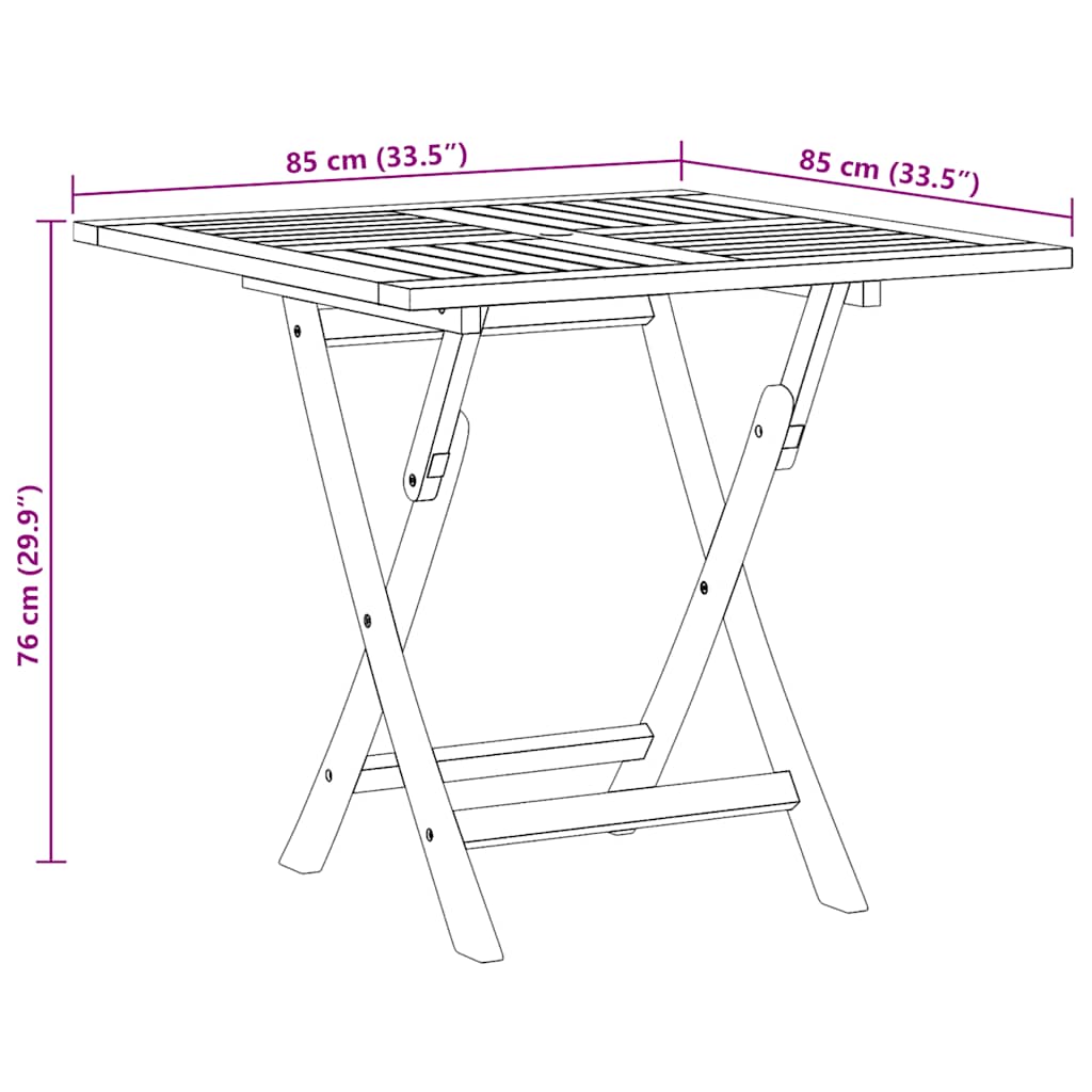 Mesa De Jardín Plegable Madera De Teca Maciza 85X85X76 Cm
