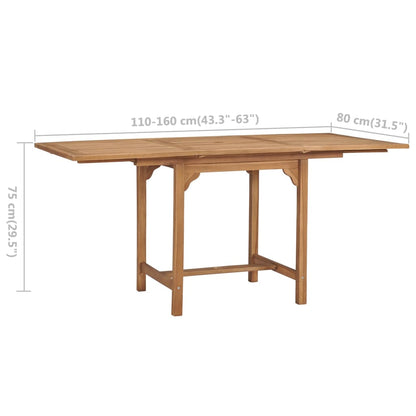 Mesa De Jardín Extensible Madera Maciza Teca (110-160)X80X75Cm