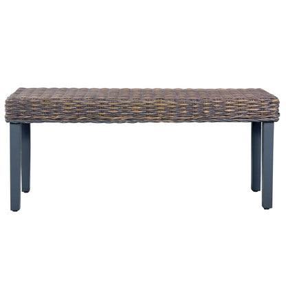 Banco De Ratán Kubu Y Madera Maciza De Caoba 110 Cm