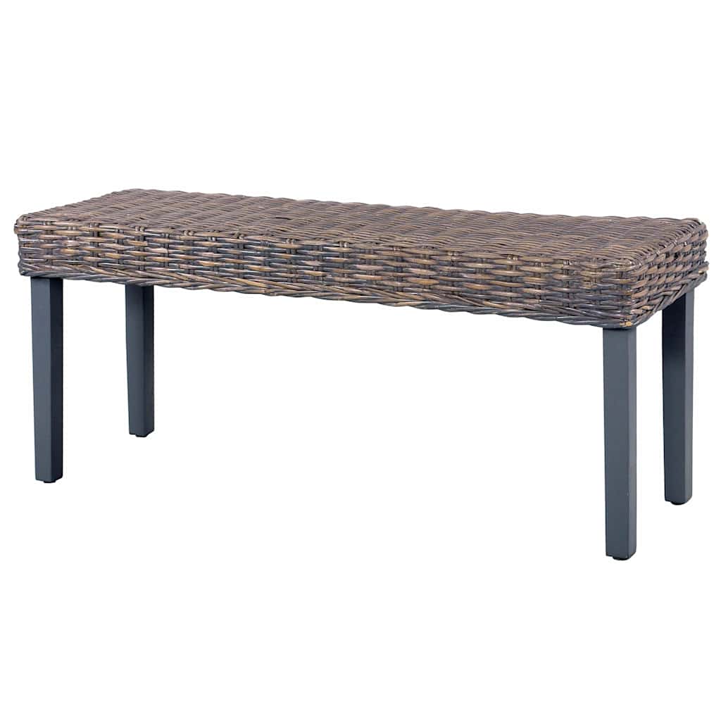 Banco De Ratán Kubu Y Madera Maciza De Caoba 110 Cm