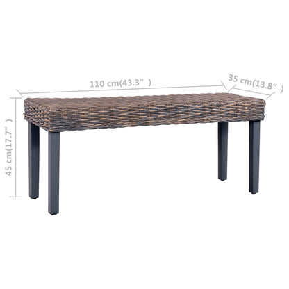 Banco De Ratán Kubu Y Madera Maciza De Caoba 110 Cm