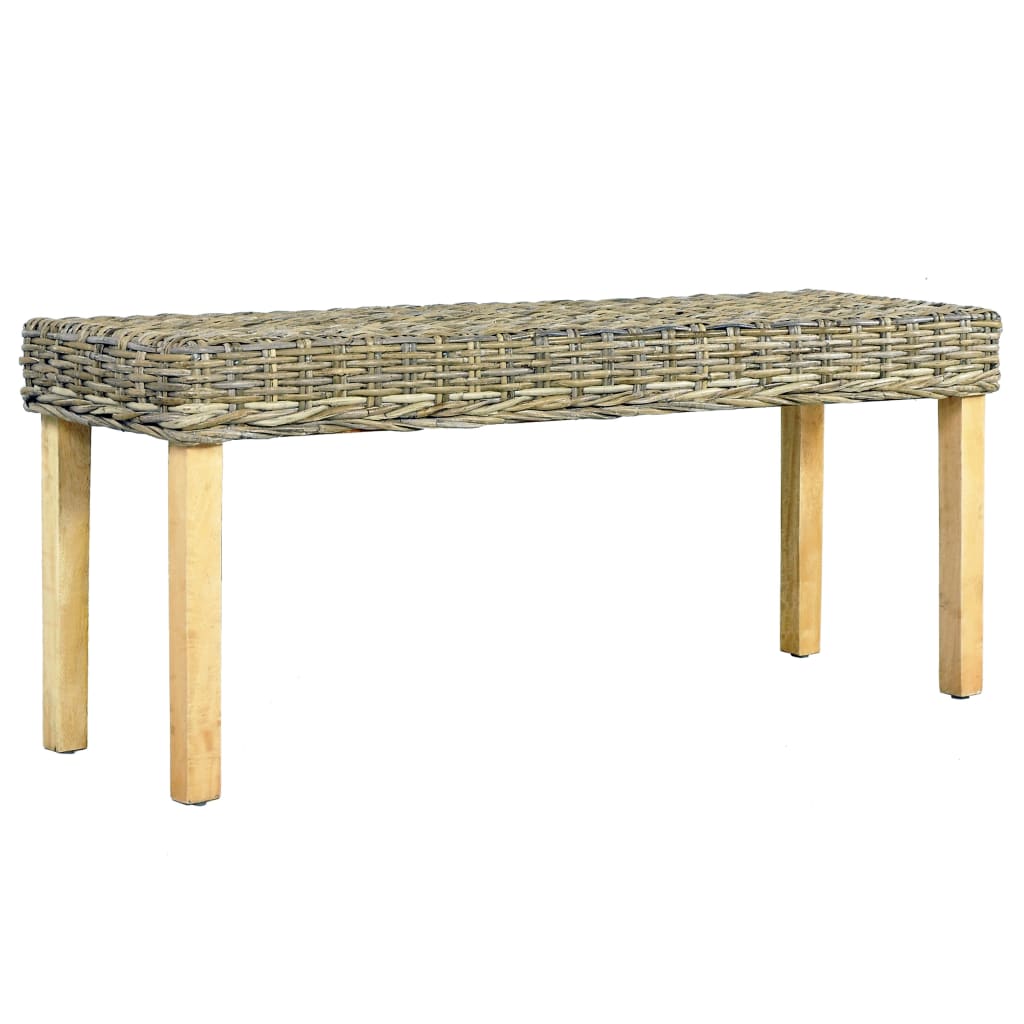 Banco De Ratán Kubu Y Madera Maciza De Caoba 110 Cm