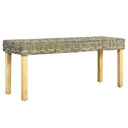 Banco De Ratán Kubu Y Madera Maciza De Caoba 110 Cm