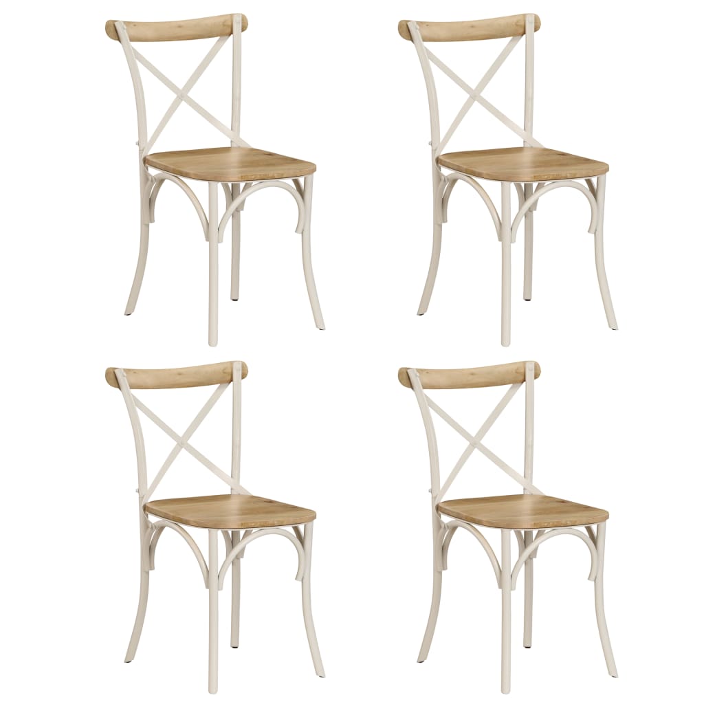 Sillas Con Respaldo Cruzado 4 Uds Madera Maciza De Mango Blanco