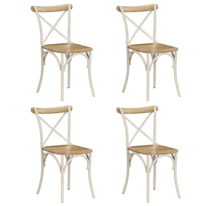 Sillas Con Respaldo Cruzado 4 Uds Madera Maciza De Mango Blanco