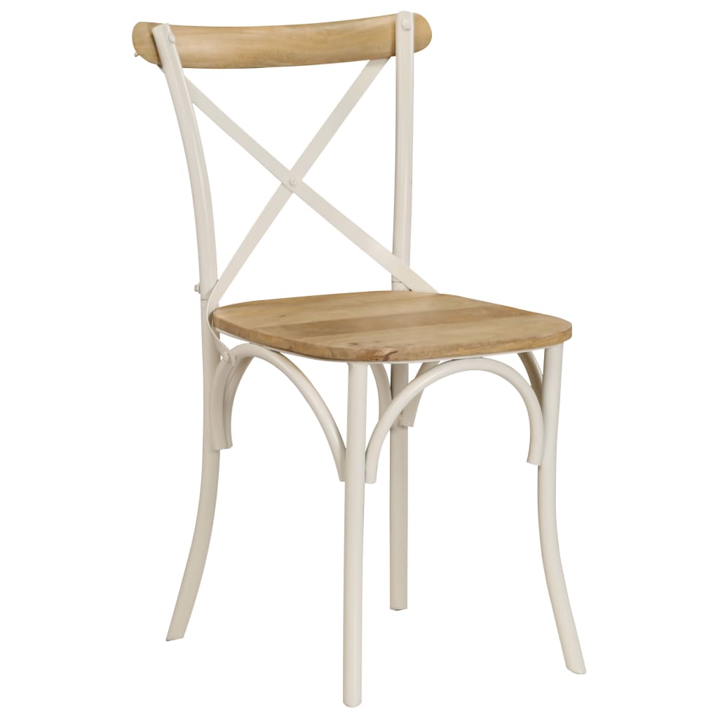 Sillas Con Respaldo Cruzado 4 Uds Madera Maciza De Mango Blanco
