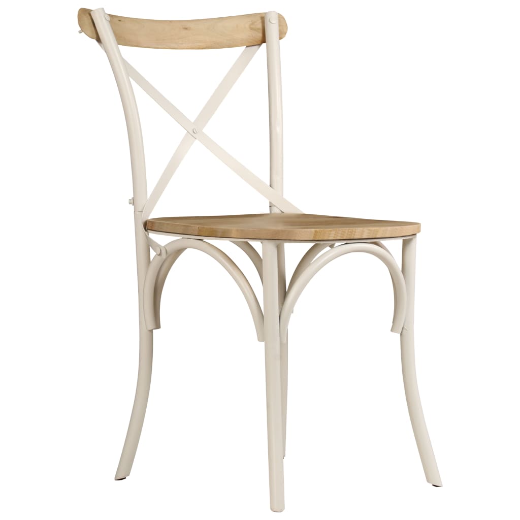 Sillas Con Respaldo Cruzado 4 Uds Madera Maciza De Mango Blanco