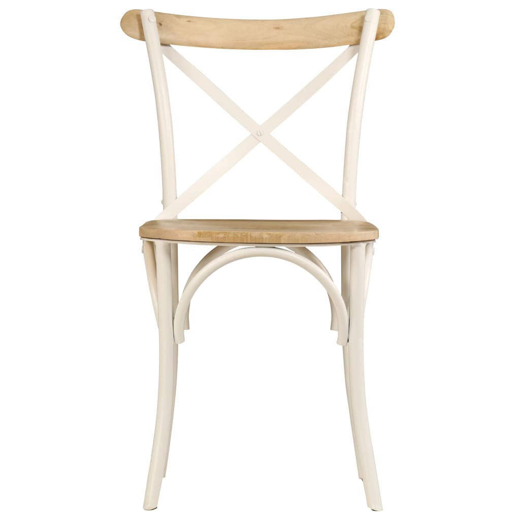 Sillas Con Respaldo Cruzado 4 Uds Madera Maciza De Mango Blanco