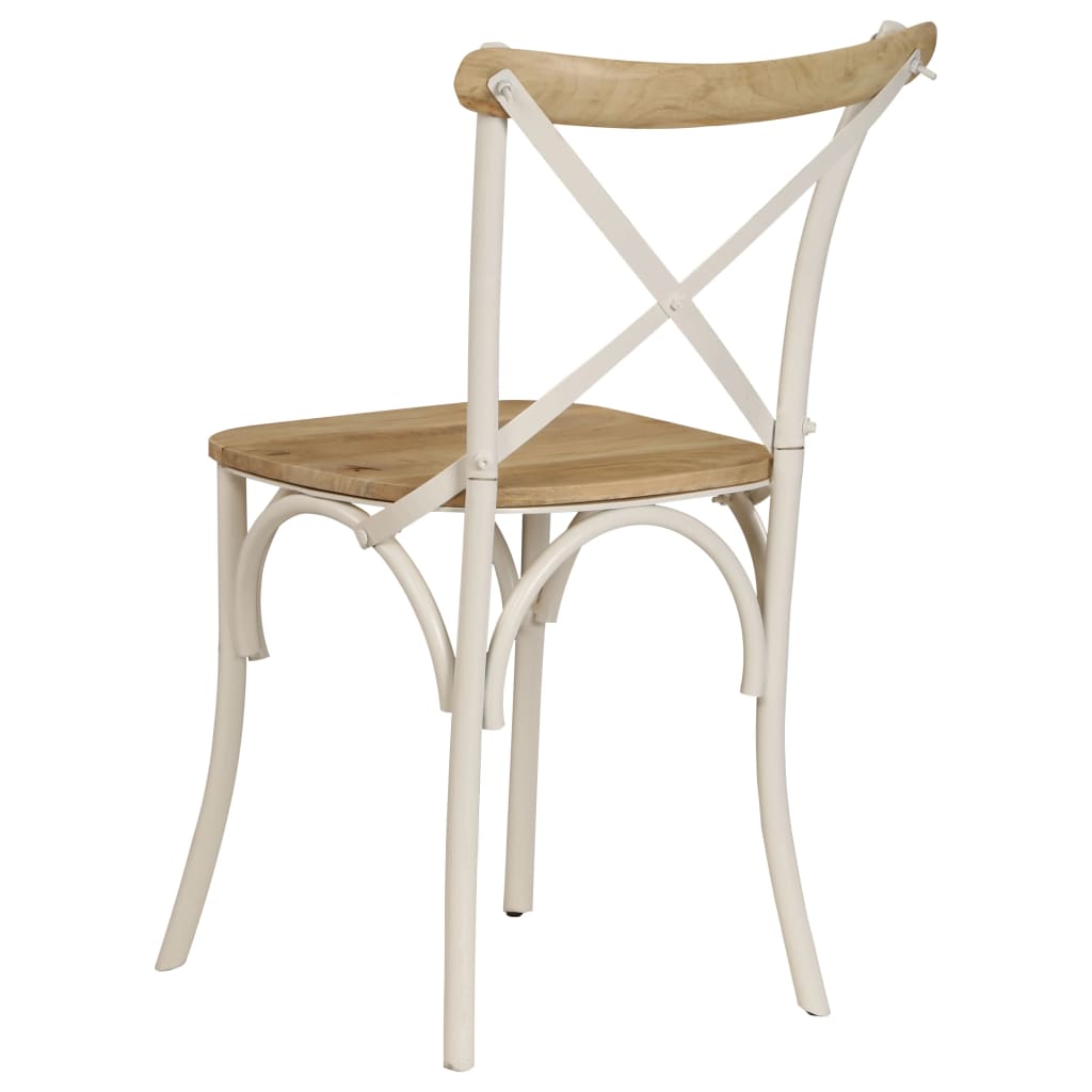 Sillas Con Respaldo Cruzado 4 Uds Madera Maciza De Mango Blanco